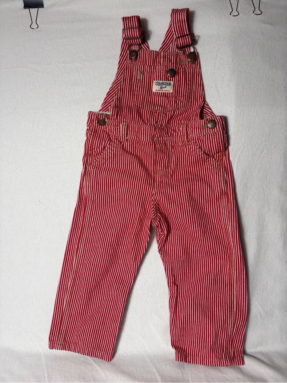 OshKosh B'gosh Red and White Striped Kids vintage Overalls